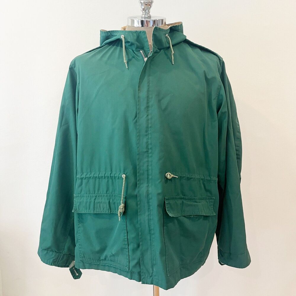 Vintage Christopher Rand Green Hoodie Raincoat Utility Jacket Full Zip XL
